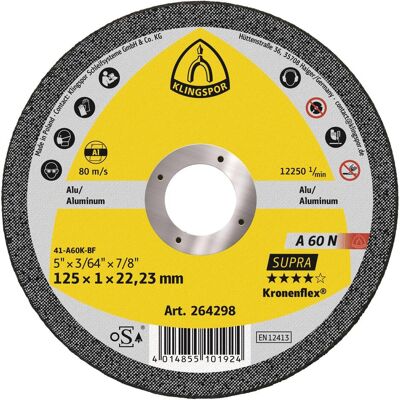 Klingspor, Sägeblatt, A 60 N Supra - Trennscheiben 125 x 1 x 22,23 mm Klingspor, Sägeblatt, A 60 N Supra - Trennscheiben 125 x 1 x 22,23 mm