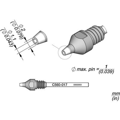 JBC Entlötspitze Serie C560, C560017/Ø 1,1 mm, 2,0 mm, Pincleaning (Entlötset), Lötgerät Zubehör JBC Entlötspitze Serie C560, C560017/Ø 1,1 mm, 2,0 mm, Pincleaning (Entlötset), Lötgerät Zubehör