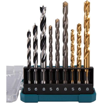 Makita, Bohrereinsatz, Bohrer Sortiment 9-tlg. Makita, Bohrereinsatz, Bohrer Sortiment 9-tlg.