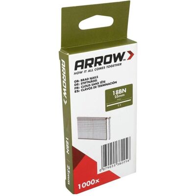 Arrow, Tackerklammern + Tackernägel, 382256 Tackernägel Produktabmessung, Länge 25 mm 1000 St. Arrow, Tackerklammern + Tackernägel, 382256 Tackernägel Produktabmessung, Länge 25 mm 1000 St.