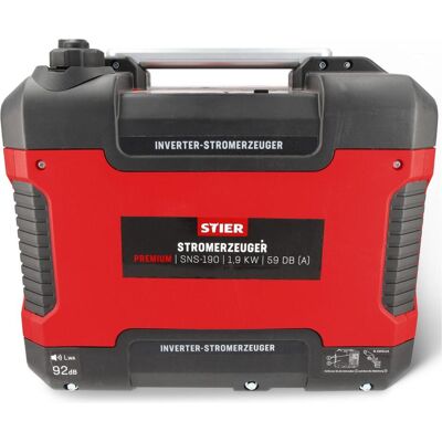 Stier, Stromgenerator, Inverter Stromerzeuger Premium SNS-190 1,9 kW 59 dB(A) (1600 W, 4 l) Stier, Stromgenerator, Inverter Stromerzeuger Premium SNS-190 1,9 kW 59 dB(A) (1600 W, 4 l)