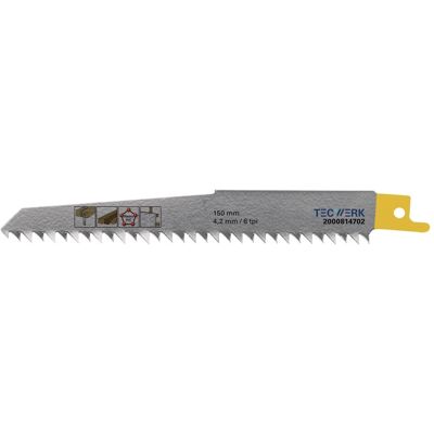 Tecwerk, Sägeblatt, Säbelsägeblatt Länge 225 mm Breite 19 mm 4,2 mm Zahnteilung TPI 6 HCS/CV gefräst, geschränkt Tecwerk, Sägeblatt, Säbelsägeblatt Länge 225 mm Breite 19 mm 4,2 mm Zahnteilung TPI 6 HCS/CV gefräst, geschränkt