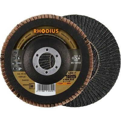 Rhodius, Schleifmittel, TOPline LGZ F Fächerschleifscheibe 125 x 22,23 mm K60 (60) Rhodius, Schleifmittel, TOPline LGZ F Fächerschleifscheibe 125 x 22,23 mm K60 (60)