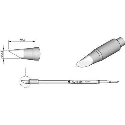 JBC Lötspitze Serie C245, Rundform, C245256/Ø 3,5 mm, abgeschrägt, 20 mm länger, Lötgerät Zubehör JBC Lötspitze Serie C245, Rundform, C245256/Ø 3,5 mm, abgeschrägt, 20 mm länger, Lötgerät Zubehör