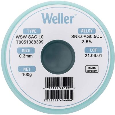 Weller Erem Lötdraht Sn96.5/Ag3/Cu0.5 100 g 0.3 mm (WSW SAC L0 0.3MM, 100G), Lötgerät Zubehör Weller Erem Lötdraht Sn96.5/Ag3/Cu0.5 100 g 0.3 mm (WSW SAC L0 0.3MM, 100G), Lötgerät Zubehör