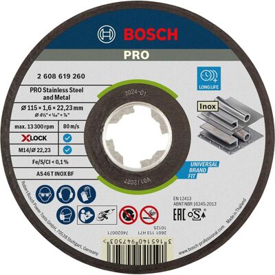 Bosch Professional Zubehör, Sägeblatt, PRO Stainless Steel and Metal X-Lock Trennscheibe, 115 x 1,6 x 22,23 mm Bosch Professional Zubehör, Sägeblatt, PRO Stainless Steel and Metal X-Lock Trennscheibe, 115 x 1,6 x 22,23 mm