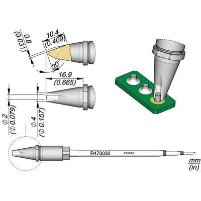 JBC Lötspitze Serie R470 Sondertypen, R470030/Ø 2,0 mm, Pin Lötspitze (Lötspitze), Lötgerät Zubehör JBC Lötspitze Serie R470 Sondertypen, R470030/Ø 2,0 mm, Pin Lötspitze (Lötspitze), Lötgerät Zubehör