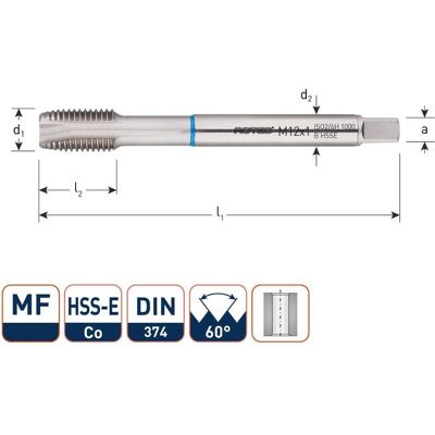 Rotec, Gewindeschneider + Gewindebohrer, 335.2015I HSS-E INOX Maschinengewindebohrer DL DIN 374B MF20x1,5 Rotec, Gewindeschneider + Gewindebohrer, 335.2015I HSS-E INOX Maschinengewindebohrer DL DIN 374B MF20x1,5