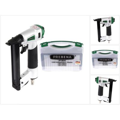 Prebena, Tacker + Nagelpistole, DNPF16 Luftdruck Druckluftnagler Drucklufttacker + PF-BOX Heftklammern 9.000 Stk Prebena, Tacker + Nagelpistole, DNPF16 Luftdruck Druckluftnagler Drucklufttacker + PF-BOX Heftklammern 9.000 Stk
