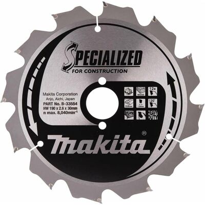 Makita, Sägeblatt, SPECIALIZED Sägeb.190x30x12Z Makita, Sägeblatt, SPECIALIZED Sägeb.190x30x12Z