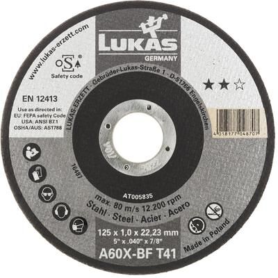 Lukas, Sägeblatt, LUKAS-ERZETT T41 125x2,5x22,23 A30X-BF AT011086V9802 Trennscheiben-Set 125 mm 25 Lukas, Sägeblatt, LUKAS-ERZETT T41 125x2,5x22,23 A30X-BF AT011086V9802 Trennscheiben-Set 125 mm 25