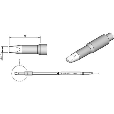 JBC Lötspitze Serie C245 Meisselform, C245261/3,0 x 1,0 mm, gerade, 20 mm länger, Lötgerät Zubehör JBC Lötspitze Serie C245 Meisselform, C245261/3,0 x 1,0 mm, gerade, 20 mm länger, Lötgerät Zubehör