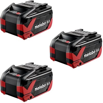 Metabo, Werkzeugakku + Ladegerät, 3x LiHDX Akkupack 18 V 8,0 Ah CAS Li-Ion Akku ( 3x 624975000 ) (18 V) Metabo, Werkzeugakku + Ladegerät, 3x LiHDX Akkupack 18 V 8,0 Ah CAS Li-Ion Akku ( 3x 624975000 ) (18 V)