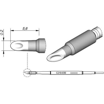 JBC Lötspitze Serie C210, Sonderform, C210030/Ø 2,0 mm, Hohlkehle, Lötgerät Zubehör JBC Lötspitze Serie C210, Sonderform, C210030/Ø 2,0 mm, Hohlkehle, Lötgerät Zubehör