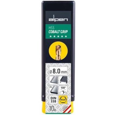 Alpen, Bohrereinsatz, Cobalt-Bohrer für HSS-Co 10,2 mm Metall mit poliertem 3-Flächen-ALPEN-Halter (0065601020100) (10.2 mm) Alpen, Bohrereinsatz, Cobalt-Bohrer für HSS-Co 10,2 mm Metall mit poliertem 3-Flächen-ALPEN-Halter (0065601020100) (10.2 mm)
