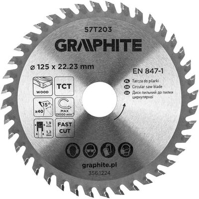 Graphite, Sägeblatt, Sägeblatt, Widia, 125 x 22,23 mm, 40 Zähne Graphite, Sägeblatt, Sägeblatt, Widia, 125 x 22,23 mm, 40 Zähne