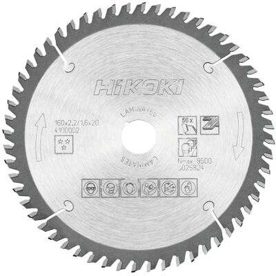 Hikoki, Sägeblatt, Zubehör 4100002 TCT-Sägeblatt Laminat 160x20 T56 trapezförmig/flacher Zahn Hikoki, Sägeblatt, Zubehör 4100002 TCT-Sägeblatt Laminat 160x20 T56 trapezförmig/flacher Zahn
