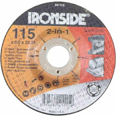 Ironside, Schleifmittel, 241115 Schruppscheibe 115/6mm Metall gekröpft,Bohrung 22m Ironside, Schleifmittel, 241115 Schruppscheibe 115/6mm Metall gekröpft,Bohrung 22m