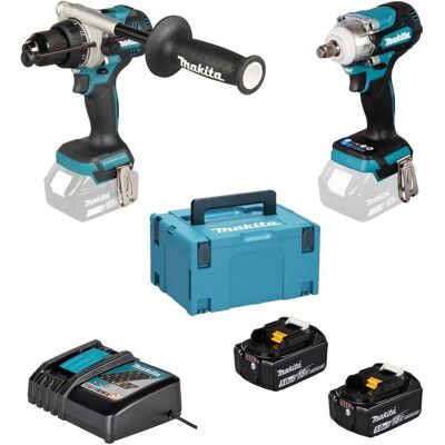 Makita, Bohrmaschine + Akkuschrauber, Bohrhammer und Schlagschrauber Kombinationsset DHP492 und DTW300 (Schlagbohrschrauber, Schlagschrauber) Makita, Bohrmaschine + Akkuschrauber, Bohrhammer und Schlagschrauber Kombinationsset DHP492 und DTW300 (Schlagbohrschrauber, Schlagschrauber)
