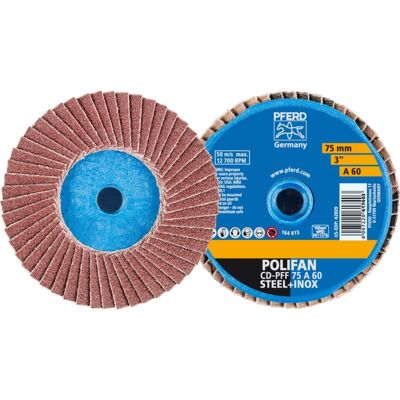 Pferd, Schleifmittel, Fächerschleifscheibe COMBIDISC-Mini-POLIFAN D. 75 mm Körnung 60 12700 min-¹ (60) Pferd, Schleifmittel, Fächerschleifscheibe COMBIDISC-Mini-POLIFAN D. 75 mm Körnung 60 12700 min-¹ (60)