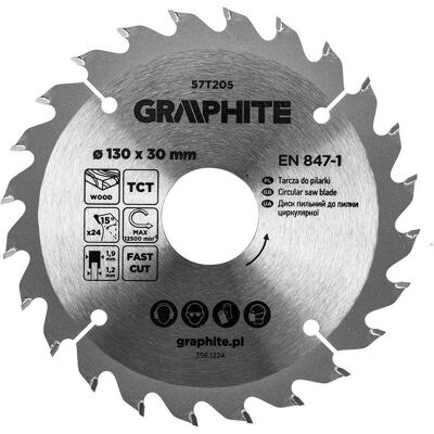 Graphite, Sägeblatt, Sägeblatt, Widia, 130 x 30 mm, 24 Zähne Graphite, Sägeblatt, Sägeblatt, Widia, 130 x 30 mm, 24 Zähne