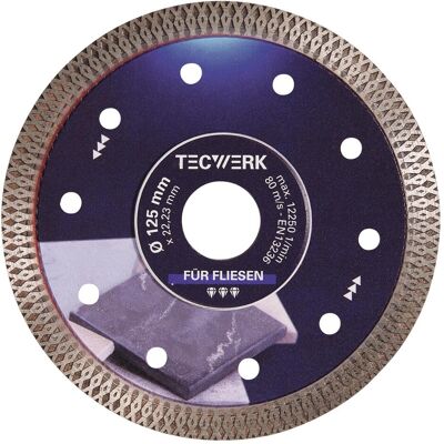 Tecwerk, Sägeblatt, Diamanttrennscheibe FLIESEN PRO X Ø 115 mm Bohrung 22,23 mm Segmenthöhe 10 mm Segmentstärke 1,4 mm Tecwerk, Sägeblatt, Diamanttrennscheibe FLIESEN PRO X Ø 115 mm Bohrung 22,23 mm Segmenthöhe 10 mm Segmentstärke 1,4 mm