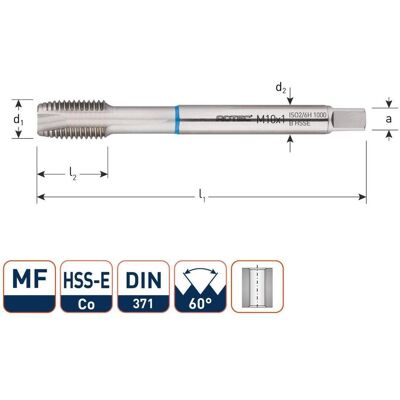 Rotec, Gewindeschneider + Gewindebohrer, 335.1010I HSS-E INOX Maschinengewindebohrer DL DIN 371B MF10x1,0 Rotec, Gewindeschneider + Gewindebohrer, 335.1010I HSS-E INOX Maschinengewindebohrer DL DIN 371B MF10x1,0