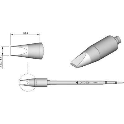 JBC Lötspitze Serie C470, Meisselform, C470009/5,5 x 1,5 mm, gerade, Lötgerät Zubehör JBC Lötspitze Serie C470, Meisselform, C470009/5,5 x 1,5 mm, gerade, Lötgerät Zubehör