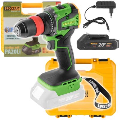 Procraft, Bohrmaschine + Akkuschrauber, PA20LiDFR Akku Bohrschrauber 20 V 50 Nm Brushless + 1x Akku 2,0 Ah + Ladegerät + Koffer (Bohrschrauber) Procraft, Bohrmaschine + Akkuschrauber, PA20LiDFR Akku Bohrschrauber 20 V 50 Nm Brushless + 1x Akku 2,0 Ah + Ladegerät + Koffer (Bohrschrauber)