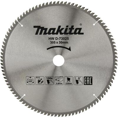 Makita, Sägeblatt, D-73025 TCT-Säge 305X30mm 5° T100 zum Schneiden von Aluminium Makita, Sägeblatt, D-73025 TCT-Säge 305X30mm 5° T100 zum Schneiden von Aluminium