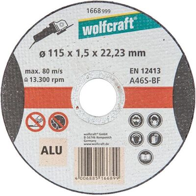 wolfcraft, Sägeblatt, 1 Trennscheibe Aluminium ø115x1,5x22,2mm wolfcraft, Sägeblatt, 1 Trennscheibe Aluminium ø115x1,5x22,2mm