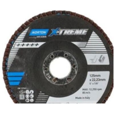 Saint-Gobain, Schleifmittel, Norton X-Treme R860 125 P40 FLD FDTF 125x22 R860 NOR P40 X860 EU flap disc (P40) Saint-Gobain, Schleifmittel, Norton X-Treme R860 125 P40 FLD FDTF 125x22 R860 NOR P40 X860 EU flap disc (P40)