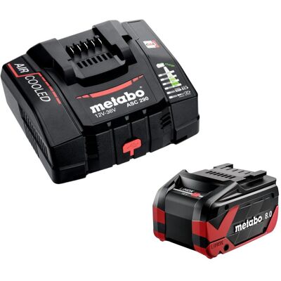 Metabo, Werkzeugakku + Ladegerät, Basis Set 1x LiHDX Akkupack 18 V 8,0 Ah Akku ( 624975000 ) + ASC 290 Ladegerät ( 627370000 ) (18 V) Metabo, Werkzeugakku + Ladegerät, Basis Set 1x LiHDX Akkupack 18 V 8,0 Ah Akku ( 624975000 ) + ASC 290 Ladegerät ( 627370000 ) (18 V)