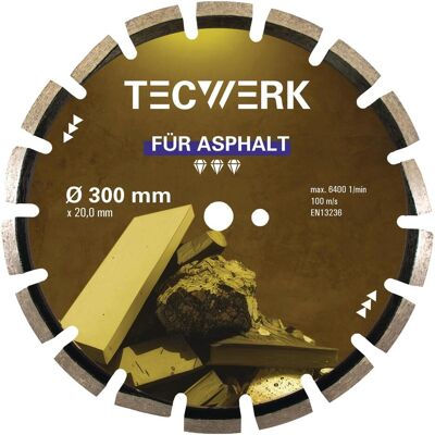 Tecwerk, Sägeblatt, Diamanttrennscheibe ASPHALT Ø 350 mm Bohrung 20 mm Segmenthöhe 10 mm Segmentstärke 3,2 mm Segment... Tecwerk, Sägeblatt, Diamanttrennscheibe ASPHALT Ø 350 mm Bohrung 20 mm Segmenthöhe 10 mm Segmentstärke 3,2 mm Segment...