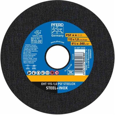 Pferd, Sägeblatt, Trennscheibe EHT 115-1,0 PSF STEELOX INOX A60 P, Ø 115 mm, Stärke 1,0 mm, PSF Steelox Pferd, Sägeblatt, Trennscheibe EHT 115-1,0 PSF STEELOX INOX A60 P, Ø 115 mm, Stärke 1,0 mm, PSF Steelox