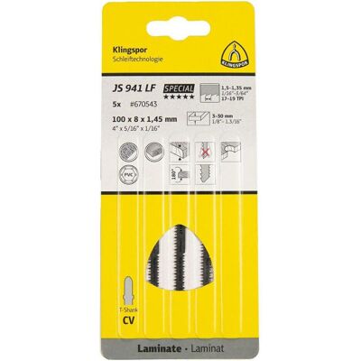Klingspor, Sägeblatt, JS 941 LF Special - Sägeblätter 5 x 100 x 1,45 mm Klingspor, Sägeblatt, JS 941 LF Special - Sägeblätter 5 x 100 x 1,45 mm