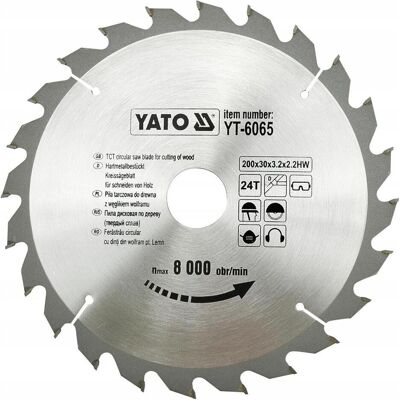 Yato, Sägeblatt, YT-6065 TCT-Sägeblatt für Holz, 200 x 24 x 30 mm Yato, Sägeblatt, YT-6065 TCT-Sägeblatt für Holz, 200 x 24 x 30 mm