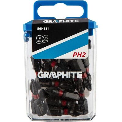 Graphite, Bits, screwdriver bit (Impact bits PH2 x 25 mm, 20 pcs.) Graphite, Bits, screwdriver bit (Impact bits PH2 x 25 mm, 20 pcs.)