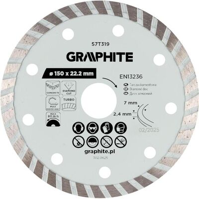 Graphite, Sägeblatt, Turbo-Diamant-Trennscheibe, 150 x 22,22 mm, trocken Graphite, Sägeblatt, Turbo-Diamant-Trennscheibe, 150 x 22,22 mm, trocken