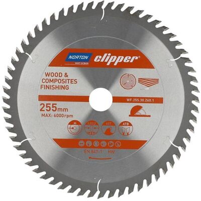 Norton 250mm Hartmetall Kreissägeblatt - Holz & Verbundstoffe Norton 250mm Hartmetall Kreissägeblatt - Holz & Verbundstoffe
