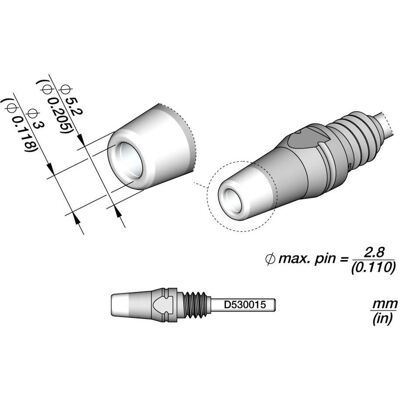JBC Entlötspitze Serie D530, D530015/3.0 mm, 5.2 mm, Pincleaning (Entlötspitze), Lötgerät Zubehör JBC Entlötspitze Serie D530, D530015/3.0 mm, 5.2 mm, Pincleaning (Entlötspitze), Lötgerät Zubehör