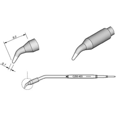 JBC Lötspitze Serie C250, Rundform, C250403/Ø 1,0 mm, gebogen (Lötspitze), Lötgerät Zubehör JBC Lötspitze Serie C250, Rundform, C250403/Ø 1,0 mm, gebogen (Lötspitze), Lötgerät Zubehör