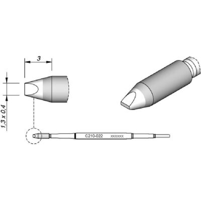 JBC Lötspitze Serie C210, Meisselform, C210022/1,3 x 0,4 mm, gerade, Lötgerät Zubehör JBC Lötspitze Serie C210, Meisselform, C210022/1,3 x 0,4 mm, gerade, Lötgerät Zubehör