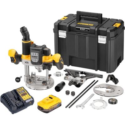 DeWalt, Fräse, DCW 620 H1T Akku Oberfräse 18 V 12 mm Brushless + 1x Powerstack Akku 5,0 Ah + Ladegerät + (Oberfräse) DeWalt, Fräse, DCW 620 H1T Akku Oberfräse 18 V 12 mm Brushless + 1x Powerstack Akku 5,0 Ah + Ladegerät + (Oberfräse)