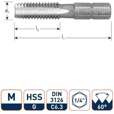 Rotec, Gewindeschneider + Gewindebohrer, 317.0600 HSS-Gewindebohrer 1/4 M6 x 1,0 Rotec, Gewindeschneider + Gewindebohrer, 317.0600 HSS-Gewindebohrer 1/4 M6 x 1,0