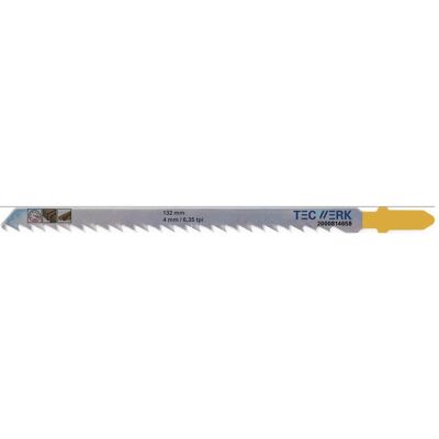 Tecwerk, Sägeblatt, Stichsägeblatt Gesamtlänge 132 mm Zahnteilung 4 mm Stärke 1,27 mm HCS Tecwerk, Sägeblatt, Stichsägeblatt Gesamtlänge 132 mm Zahnteilung 4 mm Stärke 1,27 mm HCS