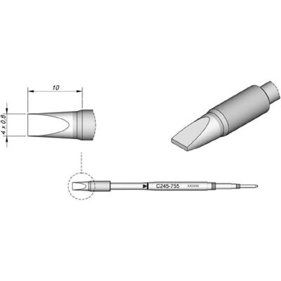 JBC Lötspitze Serie C245 Meisselform, C245755/4,0 x 0,8 mm, gerade, High Thermal, Lötgerät Zubehör JBC Lötspitze Serie C245 Meisselform, C245755/4,0 x 0,8 mm, gerade, High Thermal, Lötgerät Zubehör