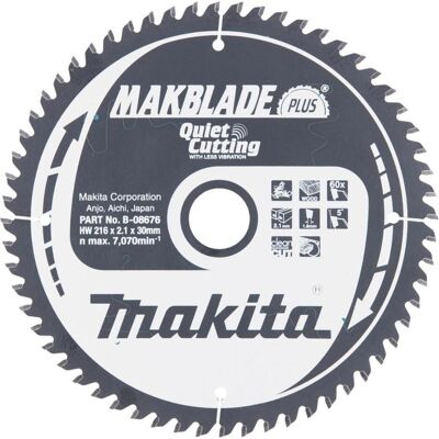 Makita, Sägeblatt, B-08676 T.C.T. pjūklas 216X2.1X30mm 5° T60 MAKBLADE PLUS Makita, Sägeblatt, B-08676 T.C.T. pjūklas 216X2.1X30mm 5° T60 MAKBLADE PLUS