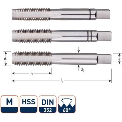 Rotec, Gewindeschneider + Gewindebohrer, 300.1600 3001600 HSS Handgewindeschneidsatz 3 Stück DIN 352 metrisch M16x2,0 Rotec, Gewindeschneider + Gewindebohrer, 300.1600 3001600 HSS Handgewindeschneidsatz 3 Stück DIN 352 metrisch M16x2,0