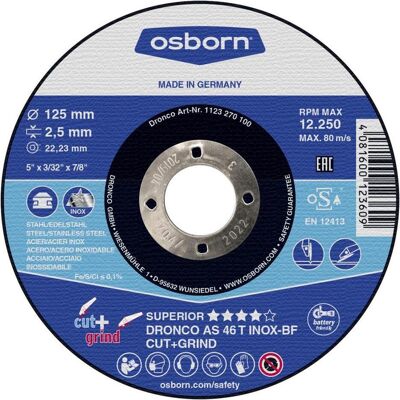 Osborn, Sägeblatt, Kombi-Trenn- und Schruppscheibe AS46T Inox Cut+Grind 115x2,5 mm T42 Osborn, Sägeblatt, Kombi-Trenn- und Schruppscheibe AS46T Inox Cut+Grind 115x2,5 mm T42